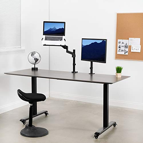 VIVO Universal Adjustable 10 to 15.6 inch Laptop Holder Desk Mount, Single Pneumatic Arm VESA Notebook Stand with C-clamp and Grommet Options, Black, STAND-V101L