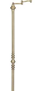 Regency Hill Montebello Traditional Adjustable Swing Arm Floor Lamp Standing 60" Tall Antique Brass Metal Column Golden Tan Bell Shade for Living Room Reading House Family Bedroom Home