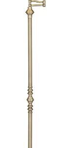 Regency Hill Montebello Traditional Adjustable Swing Arm Floor Lamp Standing 60" Tall Antique Brass Metal Column Golden Tan Bell Shade for Living Room Reading House Family Bedroom Home