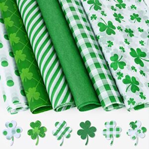 60 sheets large size st.patrick’s day tissue paper bulk, 20 x 30″ shamrock wrapping tissue for irish paper flower pom poms green clover art tissue for spring birthday holiday gift wrapping party decor