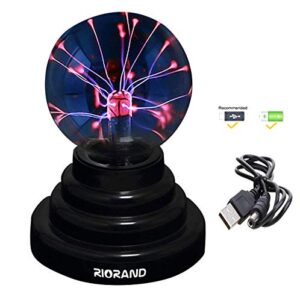 riorand plasma ball usb lamp light or battery powered, 4”x4”x6”