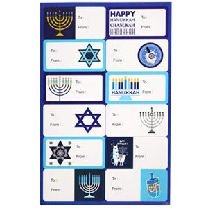 Iconikal 12 Gift Wrap Sheets and 12 Stickers, Hanukkah