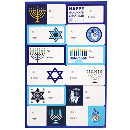 Iconikal 12 Gift Wrap Sheets and 12 Stickers, Hanukkah