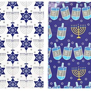 Iconikal 12 Gift Wrap Sheets and 12 Stickers, Hanukkah