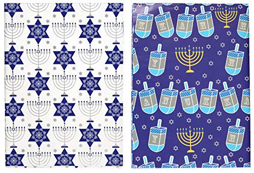 Iconikal 12 Gift Wrap Sheets and 12 Stickers, Hanukkah