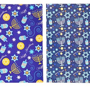 Iconikal 12 Gift Wrap Sheets and 12 Stickers, Hanukkah