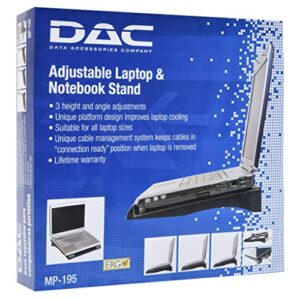 DAC Ventilated Height and Angle Adjustable Laptop Stand Riser for Desk, Non-skid, Cable Management Included 2.6" x 11.5" x 13"