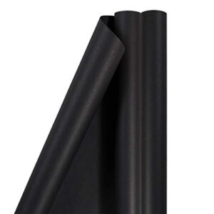 jam paper gift wrap – matte wrapping paper – 50 sq ft total – matte black – 2 rolls/pack