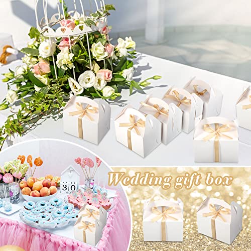 60 Pieces Gable Boxes White Treat Boxes White Candy Boxes Party Favor Boxes White Paper Gable Gift Boxes Small Goodie Gift Boxes for Wedding, Birthday Party, Baby Shower, 4.5 x 3.1 x 3.1 inches