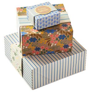 hallmark gift boxes with wrap bands, assorted sizes (3-pack: cute flowers and stripes) for birthdays, bridal showers, mother’s day, best friends