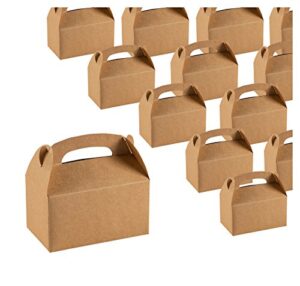 blue panda treat boxes – 24-pack paper party favor boxes, brown kraft goodie boxes for birthdays and events, 2 dozen party gable boxes, 6 x 3.3 x 3.6 inches