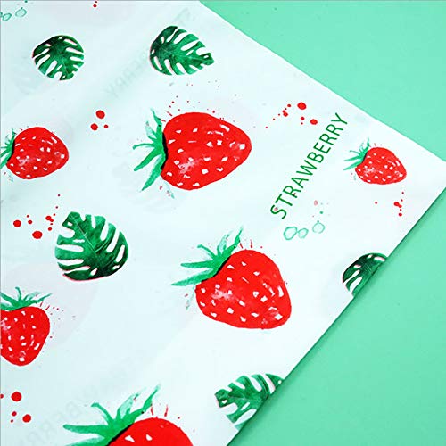 DIABO 50 Pcs Plastic Drawstring Gift Bags Strawberry Print Treat Bags For Birthday Party Snack Wrapping Wedding Gift Party Favor(5.5x9.3 Inch)