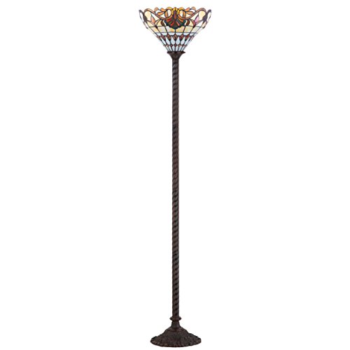 JONATHAN Y JYL8003A Davis Tiffany-Style 70" Torchiere LED Floor Lamp, Tiffany, Traditional, Foot-Step Switch, Office, Living Room, Family Room, Dining Room, Bedroom, Hallway, Foyer, Bronze