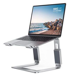 nulaxy laptop stand adjustable height, detachable laptop riser for desk, ergonomic aluminum computer stand holder compatible with macbook air pro, dell xps, hp, lenovo more 10-16” laptops, silver