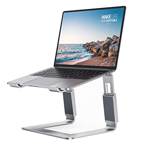 Nulaxy Laptop Stand Adjustable Height, Detachable Laptop Riser for Desk, Ergonomic Aluminum Computer Stand Holder Compatible with MacBook Air Pro, Dell XPS, HP, Lenovo More 10-16” Laptops, Silver