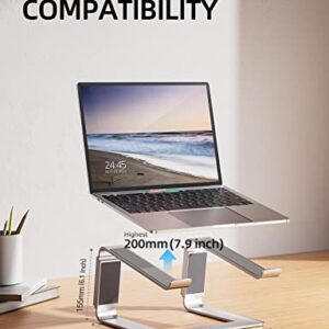 Nulaxy Laptop Stand Adjustable Height, Detachable Laptop Riser for Desk, Ergonomic Aluminum Computer Stand Holder Compatible with MacBook Air Pro, Dell XPS, HP, Lenovo More 10-16” Laptops, Silver