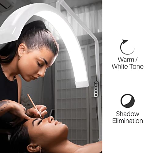 Hi_friend Eyelash LED Floor Light, Half Moon Lamp for Lash Extension, Lighting for Beauty, Skincare, Lashes, Eyebrows, Filming Content Creation (White)