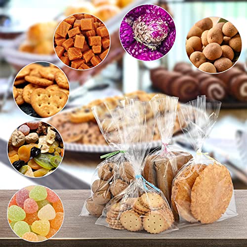 Newkita 4x6 Small Cellophane Bags, Clear Gift Treat Bags for Candy Cake Pop Goodie Party Favor Bags with 4’’ Ties, 100PCS (4'' x 6'')