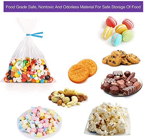 Newkita 4x6 Small Cellophane Bags, Clear Gift Treat Bags for Candy Cake Pop Goodie Party Favor Bags with 4’’ Ties, 100PCS (4'' x 6'')