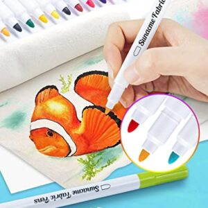 sunacme Fabric Markers Pen, 32 Colors Permanent Fabric Paint Pens Art Markers Set - Fine Tip, Child Safe & Non- Toxic for Canvas, Bags, T-Shirts, Sneakers