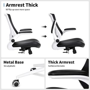 Misolant Drafting Chair, Tall Office Chair for Standing Desk, Desk Chair Ergonomic Office Chair with Flip Up Arm, Height Adjustable Lumbar Support and Footrest, Mesh Office Chair, 400lbs(White)