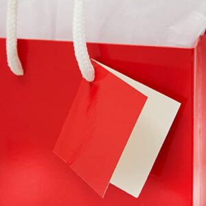 BLUE PANDA 20 Pack Small Red Paper Gift Bags with Handles, White Tissue Paper, and Hanging Tags (8 x 5.5 x 2.5 In)