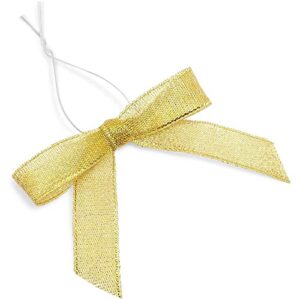 gold satin bow twist ties for treat bags (100 pack)