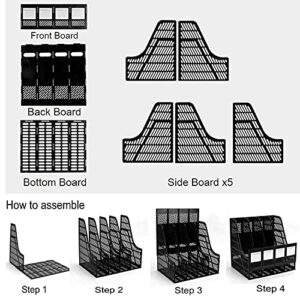 SAYEEC Desktop Magazine Holder Desk File Organizer 4 Compartments Vertical File Dividers Book Holder Frames Document Cabinet Rack Storage Organizer Box for Home Office School Black