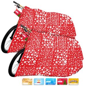 2 90”x 60” bike gift bag set (all-occasion design) – christmas valentines day birthday boy girl – jumbo bicycle bags + 10 gift tags – extra large bags for bicycles bikes tricycle tv big toys stroller baby presents gifts | giant red toy wrap