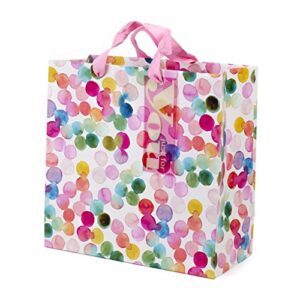 hallmark 10″ large square gift bag (watercolor dots, just for you) for birthdays, mothers day, easter, graduations, retirements and more
