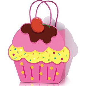 24 pieces colorful cupcake shaped small gift bags birthday party favor paper bag with handle for children party baby showers birthday party return favor