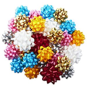 hallmark gift bow assortment (30, 2 sizes) red, white, pink, blue, yellow, silver, gold for christmas, hanukkah, birthdays, weddings, baby showers