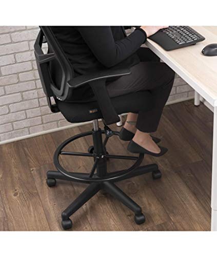 Stand Up Desk Store Sit to Stand Drafting Task Stool Chair for Standing Desks with Adjustable Footrest and Armrests (Black)