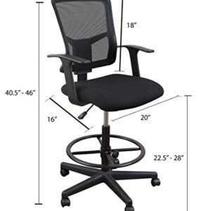 Stand Up Desk Store Sit to Stand Drafting Task Stool Chair for Standing Desks with Adjustable Footrest and Armrests (Black)