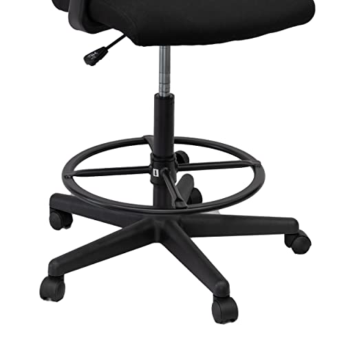 Stand Up Desk Store Sit to Stand Drafting Task Stool Chair for Standing Desks with Adjustable Footrest and Armrests (Black)