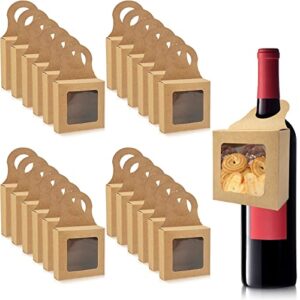 30 count kraft paper wine bottle box, foldable hanging wine boxes gift boxes with window for decoration bottle hanger favor box