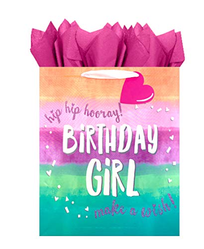 Blue House Group Premium Birthday Gift Bags + Tissue Paper (4 Large Bags + Tissue, Birthday Girl)