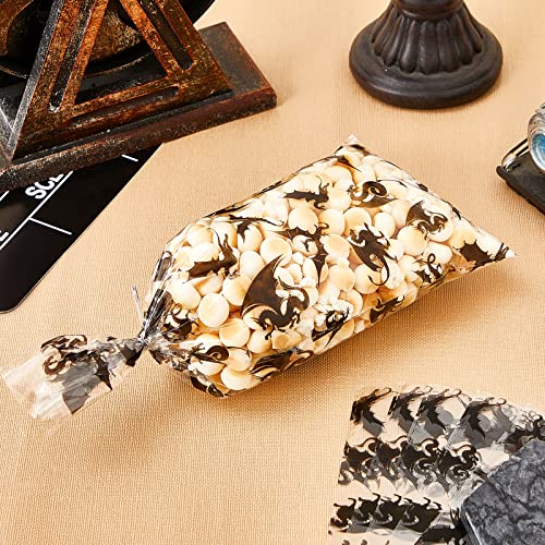 Jecery 100 Pcs Dragon Party 5.1 x 10.6 Inch Cello Bags with Twist Ties Dragons Cellophane Candy Bags Goodie Storage Bags for Kids Dragon Party Favor Knight Medieval Birthday Party Supplies Decor