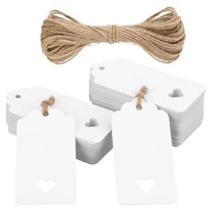 100Pcs Hollow Heart Tags,Gift Tags with String,Valentine Gift Tags,Kraft Paper White Tags,Blank Heart Shaped Gift Tags for Valentine's Day,Wedding,Baby Shower,Birthday Party Favors,Gift Wrap Tags