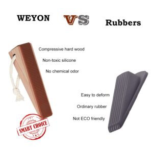 WEYON Wooden Door Stopper Wedge for Bottom of Door, Fitting for Door Gap Under 2 inches, 1 Pack Black.