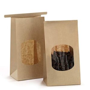 bagdream bakery bags with window 50pcs 3.54×2.36×6.7 inches small paper bags tin tie tab lock bags brown window bags, coffee bags, cookie bags, treat bags