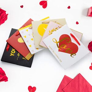 JOYIN 12 Valentine's Day Paper Gift Bags 9"x7.5"x3.5"with Handle, Paper Wrapping Kraft Bags for Funny Gift Giving Novelty Gift Exchange Gift Wrapping Valentines Gift Bags Party Favors (Gold)