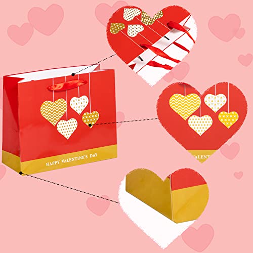 JOYIN 12 Valentine's Day Paper Gift Bags 9"x7.5"x3.5"with Handle, Paper Wrapping Kraft Bags for Funny Gift Giving Novelty Gift Exchange Gift Wrapping Valentines Gift Bags Party Favors (Gold)