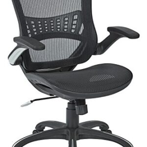 Office Star Ventilated Manager's Office Desk Chair with Breathable Mesh Seat and Back, Black Base, Black