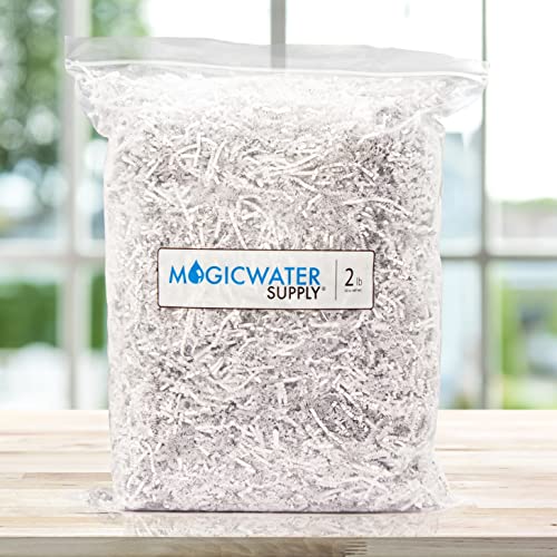 MagicWater Supply Crinkle Cut Paper Shred Filler (2 LB) for Gift Wrapping & Basket Filling - White & Silver