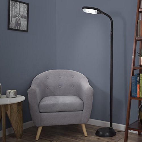 Lavish Home (72-0890) 5 Feet Sunlight Floor Lamp With Adjustable Gooseneck - Black