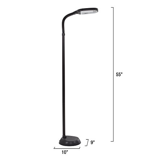 Lavish Home (72-0890) 5 Feet Sunlight Floor Lamp With Adjustable Gooseneck - Black