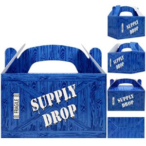 supply drop favor box | 24 count party treat boxes | battle gamers goodie loot drop box | blue crate party supplies gamer decorations