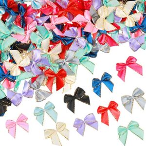 200 pieces gift bows mini ribbon bows metallic satin bowknot craft christmas bows satin mini bows for crafts present wrapping hair decor wedding party diy, 10 colors