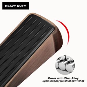 AD Set of 2 Heavy- Duty Metal Door Wedge Stoppers with Rubber Surfaces for Anti- Scratch & Anti- Slip, Suits for Any Door and Any Floor (Copper)